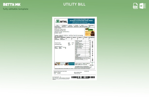 Модерен стил Индија Маханагар Телефон Нигам Лимитед Шаблон збор за сметка за ком